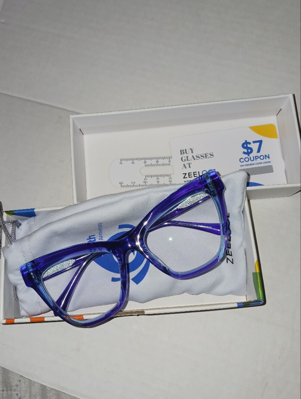 ZEELOOL "Saucie"  Cat Eye Purple Acetate Glasses Excellent Condition Barely Used